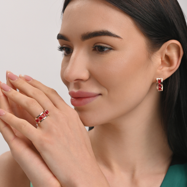 Серебряный набор с золотыми пластинами (162)