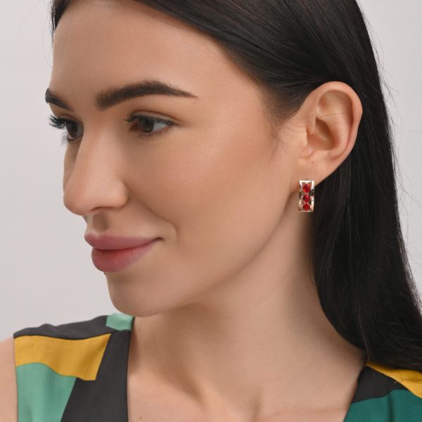 Серебряные серьги с золотыми вставками (162с)