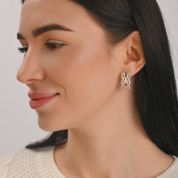 Серебряные серьги с золотыми вставками (163с)