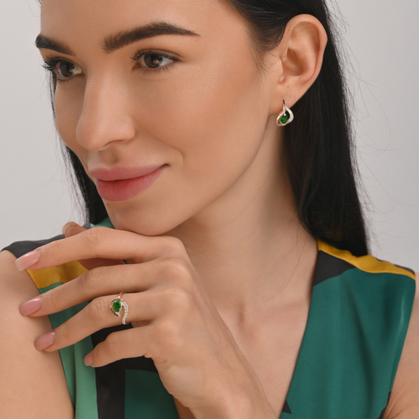 Серебряные серьги с золотыми вставками (164с)