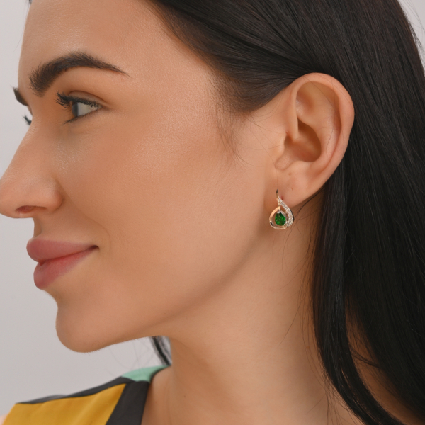 Серебряные серьги с золотыми вставками (164с)