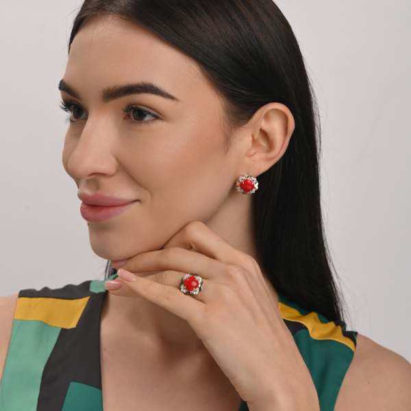 Серебряные серьги с золотыми вставками (165с)