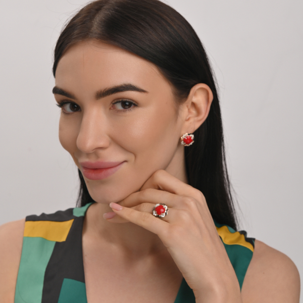 Серебряный набор с золотыми пластинами (165)