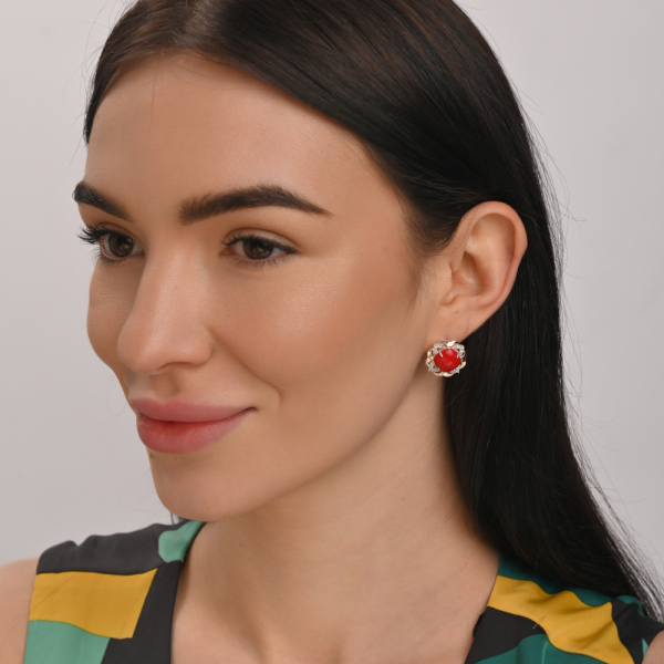 Серебряные серьги с золотыми вставками (165с)