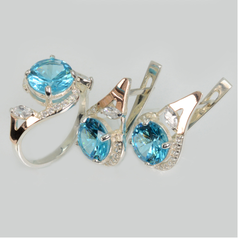 Серебряный набор с золотыми пластинами