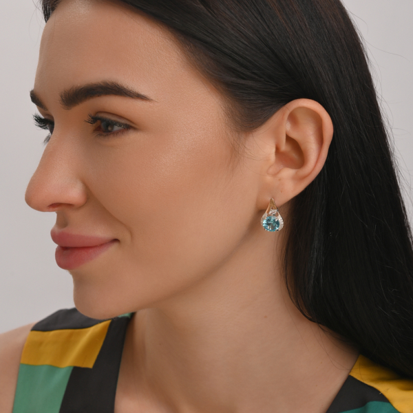 Серебряные серьги с золотыми вставками (166с)