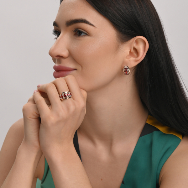 Серебряные серьги с золотыми вставками (167c)