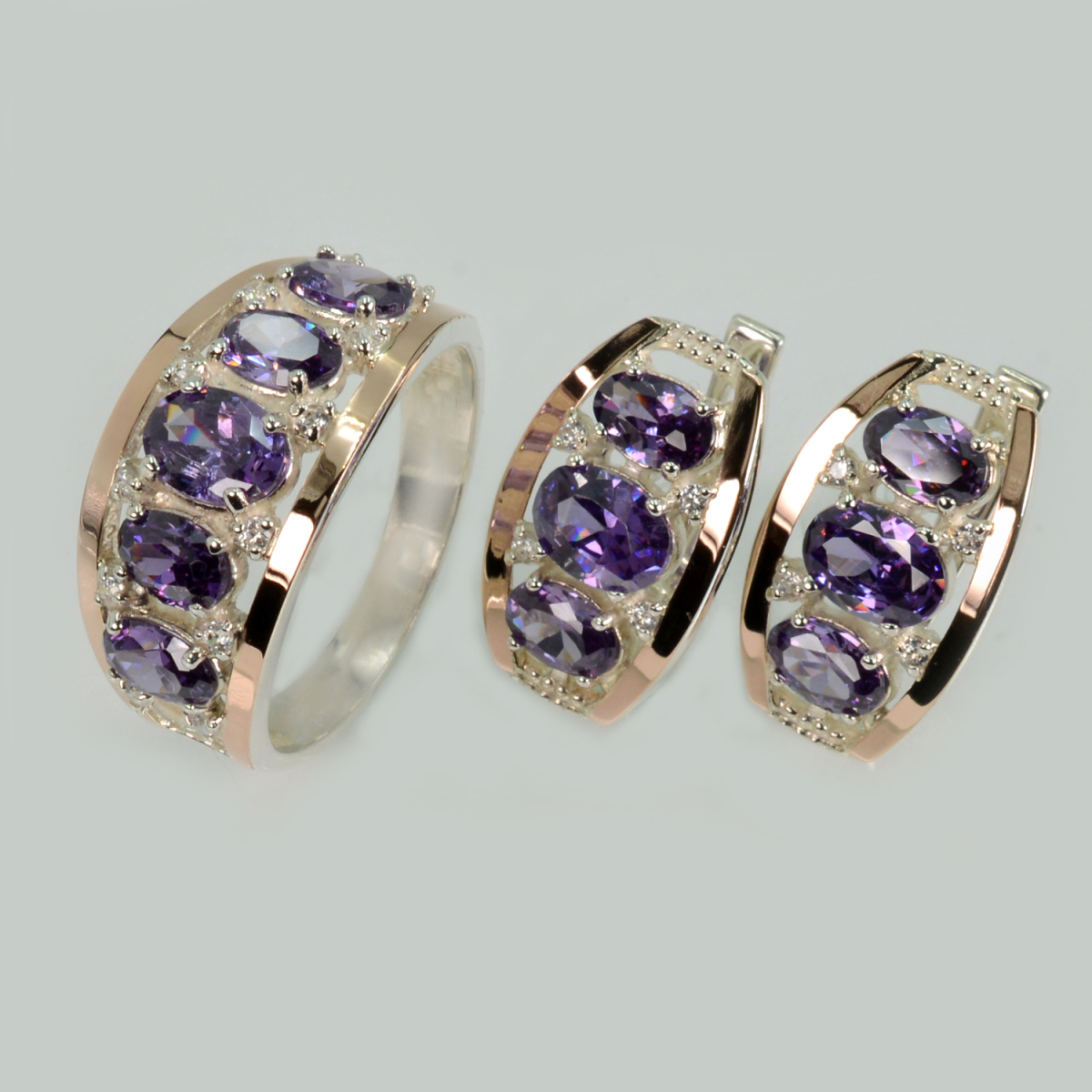 Серебряный набор с золотыми пластинами (167)