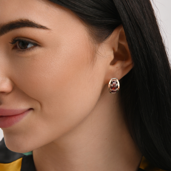 Серебряные серьги с золотыми вставками (167c)