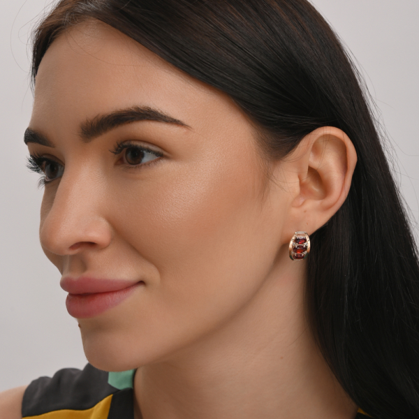 Серебряные серьги с золотыми вставками (167c)