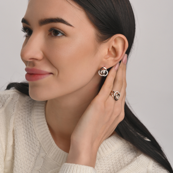 Серебряные серьги с золотыми вставками (168с)