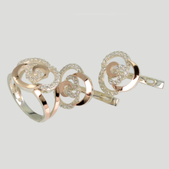 Серебряный набор с золотыми пластинами