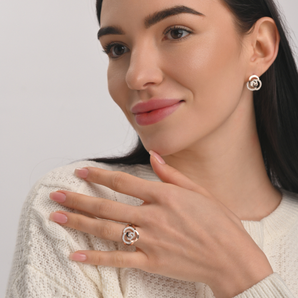 Серебряные серьги с золотыми вставками (168с)