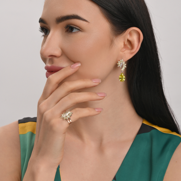 Серебряные серьги с золотыми вставками (170с)