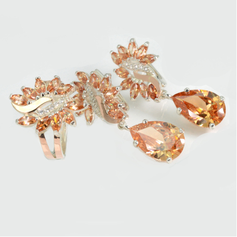 Набор серебряный  с золотыми пластинами