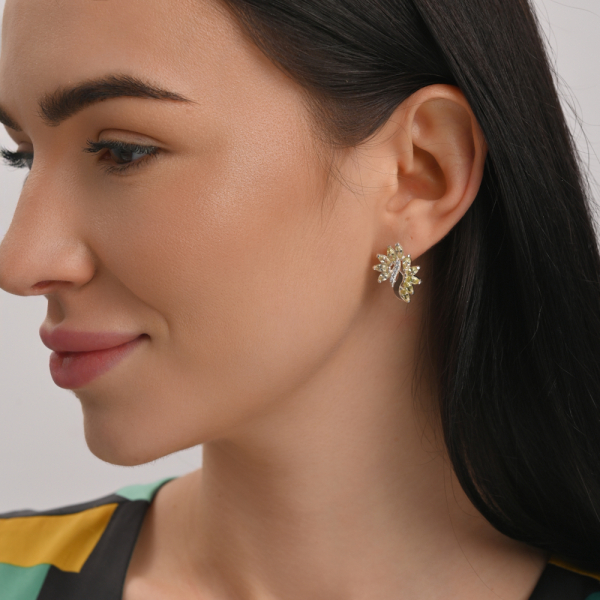 Серебряные серьги с золотыми вставками (170с2)