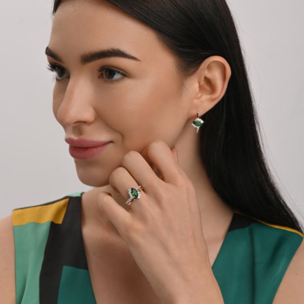 Серебряный набор с золотыми пластинами (171)