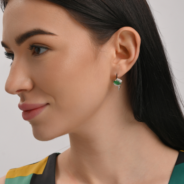 Серебряные серьги с золотыми вставками (171с)