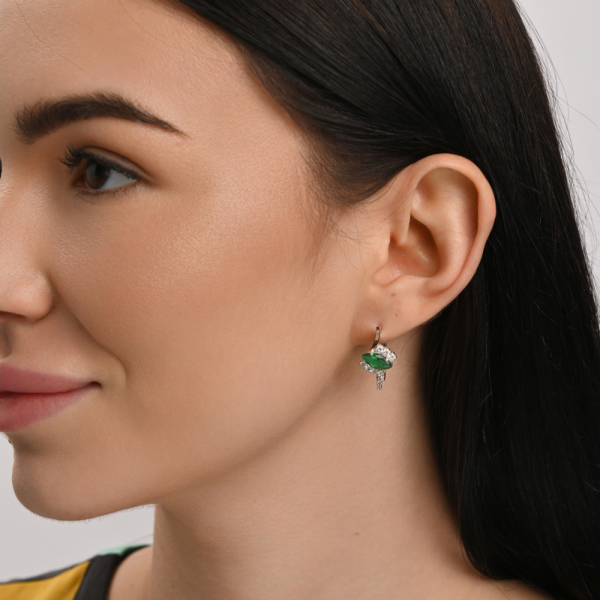 Серебряные серьги с золотыми вставками (171с)