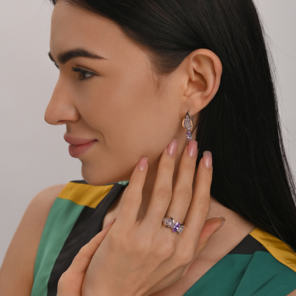 Серебряный набор с золотыми пластинами (172)