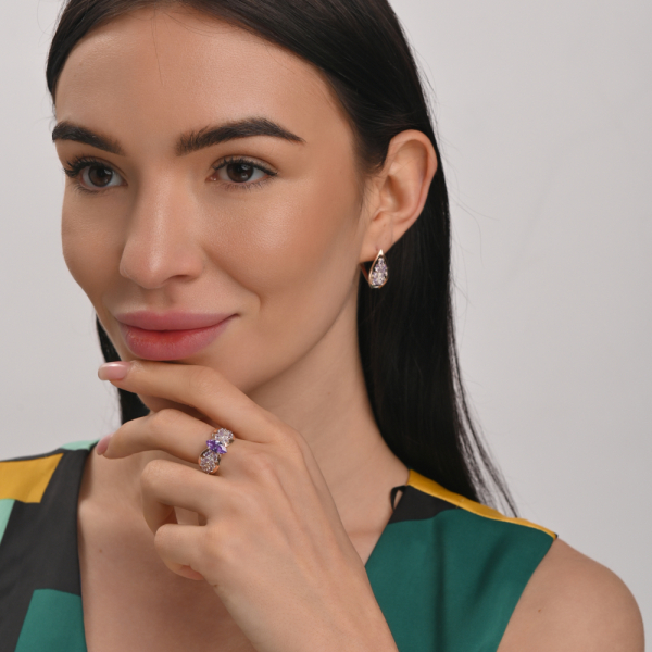 Серебряные серьги с золотыми вставками (172с2)