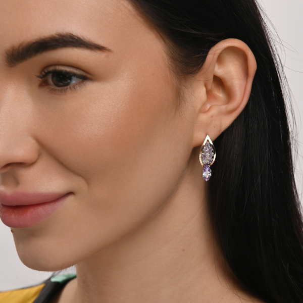 Серебряные серьги с золотыми вставками (172с)