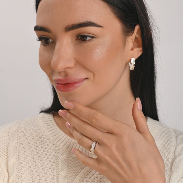 Серебряные серьги с золотыми вставками (173с)