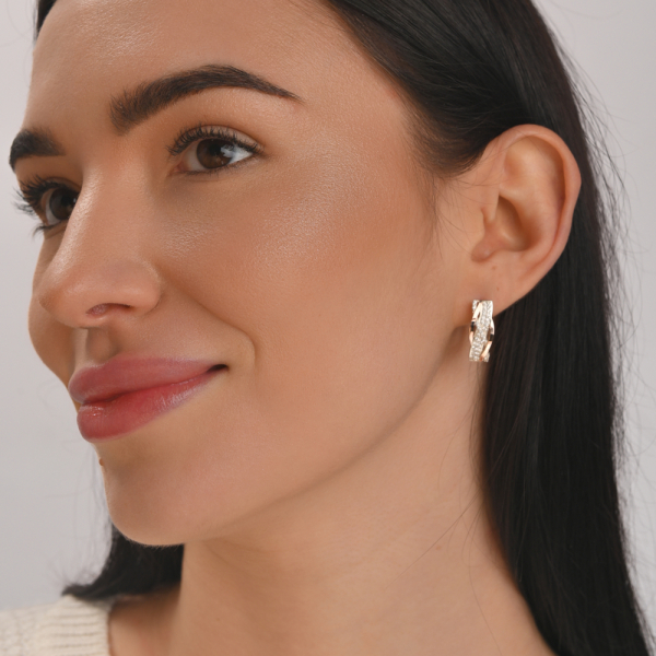 Серебряные серьги с золотыми вставками (173с)