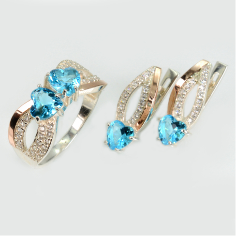 Серебряный набор с золотыми пластинами