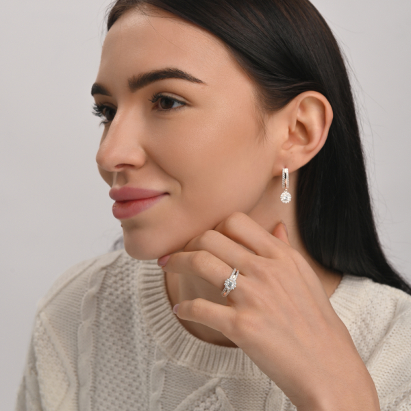 Серебряные серьги с золотыми вставками (175с)