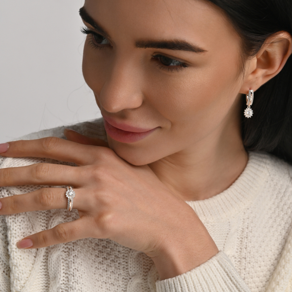 Серебряные серьги с золотыми вставками (175с)