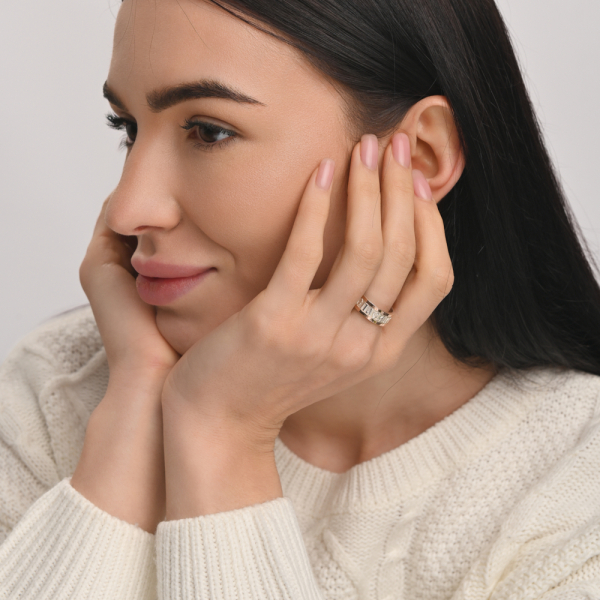 Пара обручальных колец из серебра с золотом (176кк)