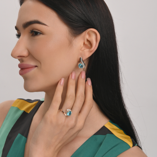 Серебряные серьги с золотыми пластинами (177с)