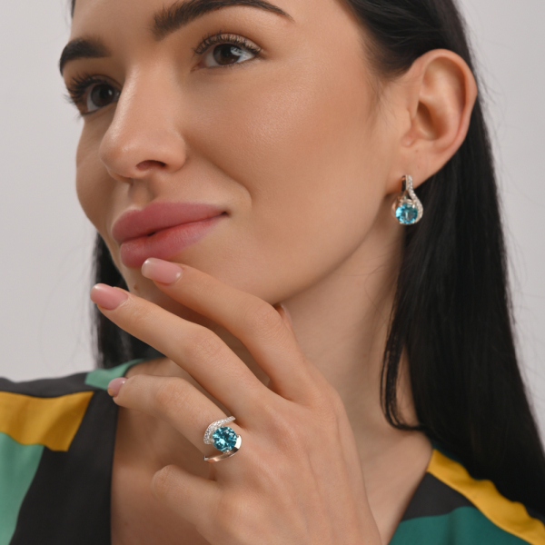 Серебряный набор с золотыми пластинами (177)