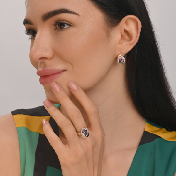 Серебряный набор с золотыми пластинами (180)