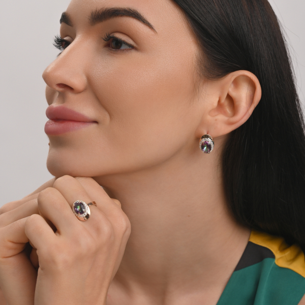 Серебряное кольцо с золотыми вставками (180к)