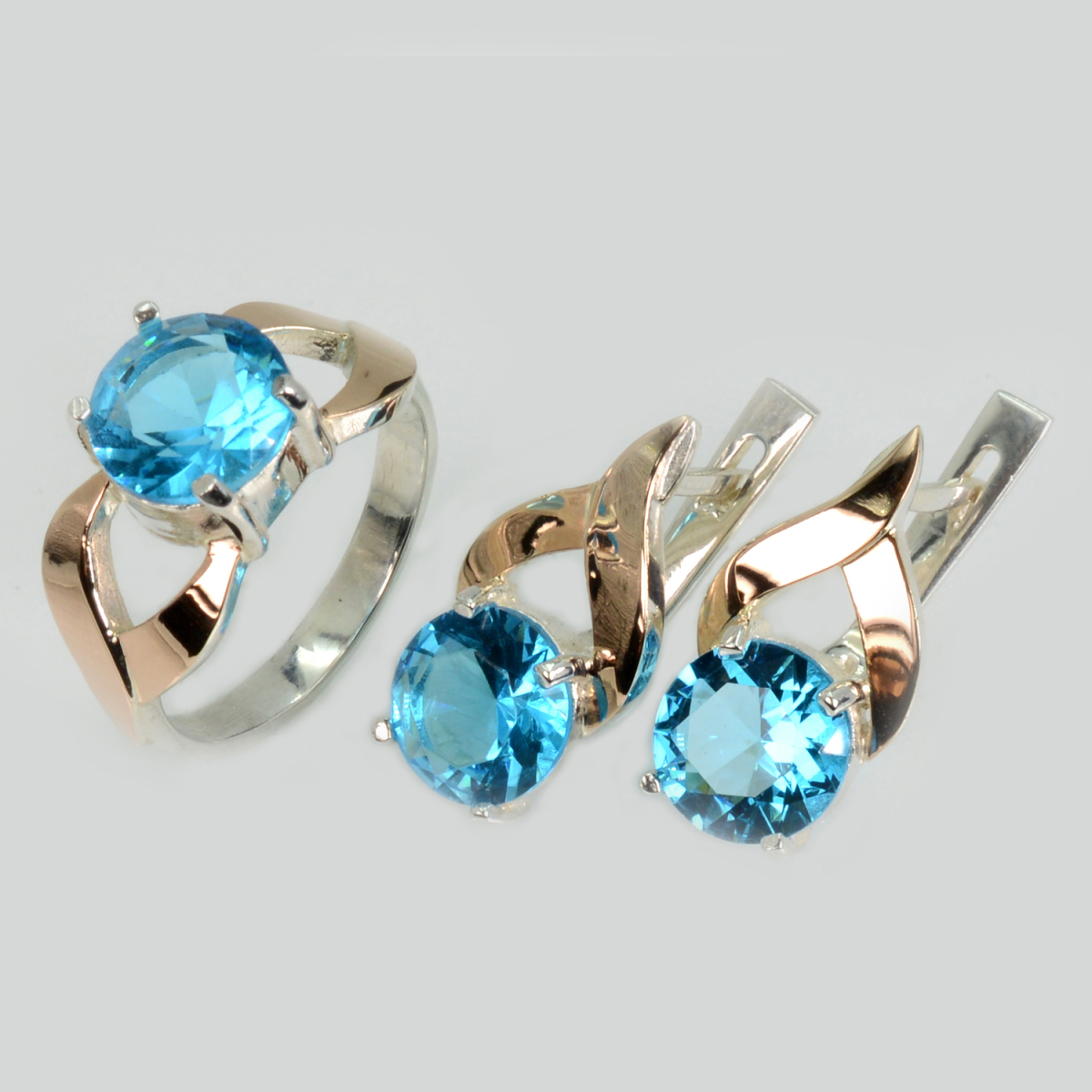 Серебряный набор с золотыми пластинами (181)