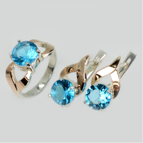 Серебряный набор с золотыми пластинами