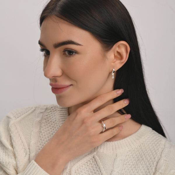 Серебряные серьги с золотыми пластинами (182с)