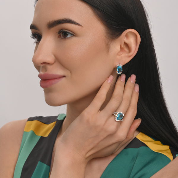 Серебряные серьги с золотыми пластинами (185c)