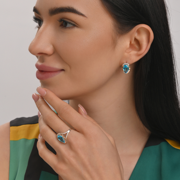 Серебряные серьги с золотыми пластинами (185c)