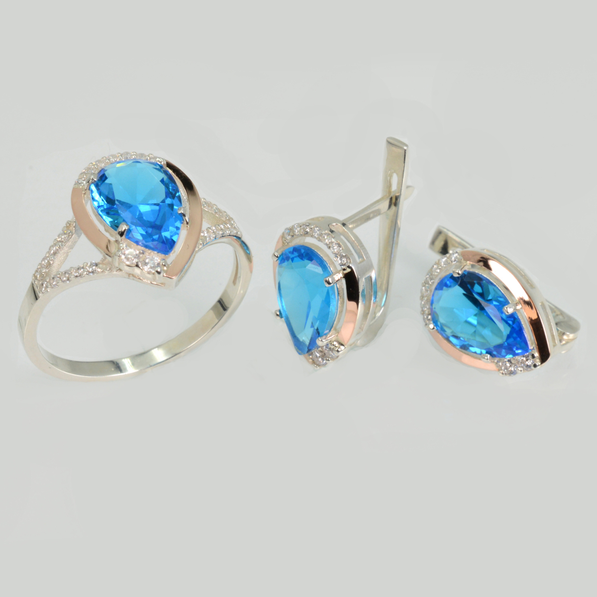 Серебряный набор с золотыми пластинами (185)