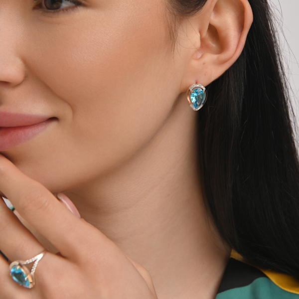 Серебряные серьги с золотыми пластинами (185c)