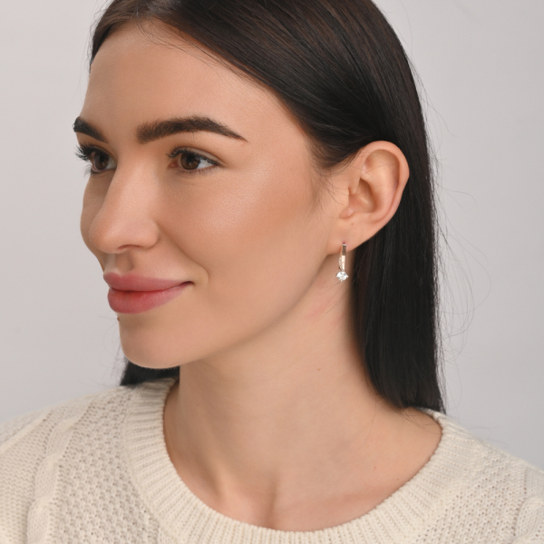 Серебряные серьги с золотыми пластинами (187с)