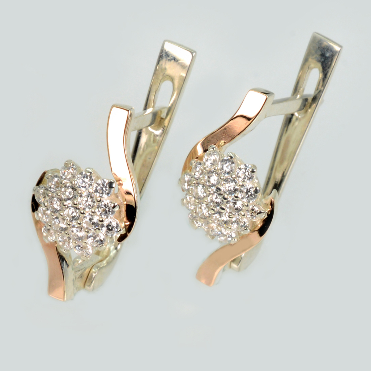 Серебряные серьги с золотыми пластинами (188с)