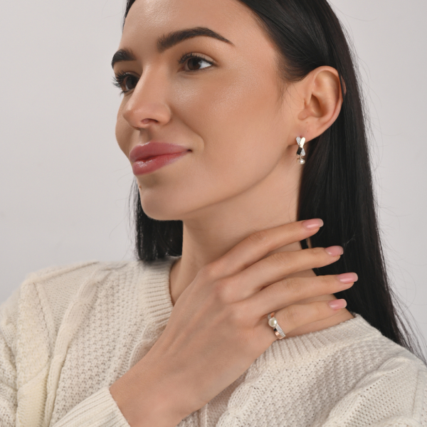 Серебряные серьги с золотыми пластинами (191c)