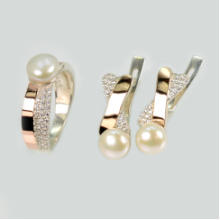 Серебряный набор с золотыми пластинами