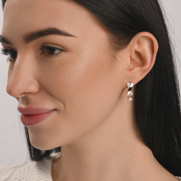 Серебряные серьги с золотыми пластинами (191c)