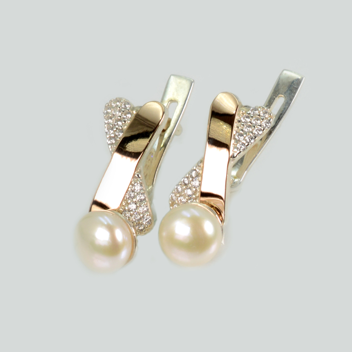 Серебряные серьги с золотыми пластинами (191c)