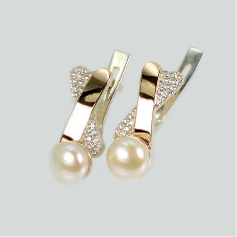 Серебряные серьги с золотыми пластинами